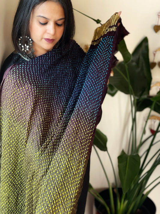 Rai Bandhej Dupatta in Pure Gajji Silk