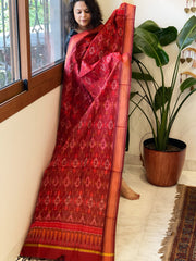 Maroon Handwoven Ikat Dupatta Pure Silk-Cotton
