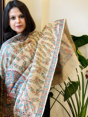 Handpainted Madhubani Dupatta in Pure Tussar Silk