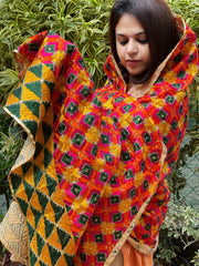 Handmade Phulkari Dupatta in Cotton