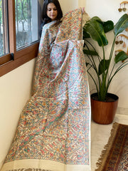 Handpainted Madhubani Dupatta in Pure Tussar Silk