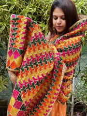 Handmade Phulkari Dupatta in Cotton