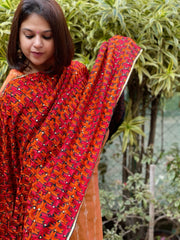 Handmade Phulkari Dupatta in Cotton