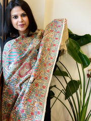 Handpainted Madhubani Dupatta in Pure Tussar Silk