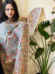 Handpainted Madhubani Dupatta in Pure Tussar Silk