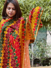 Handmade Phulkari Dupatta in Cotton