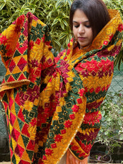 Handmade Phulkari Dupatta in Cotton