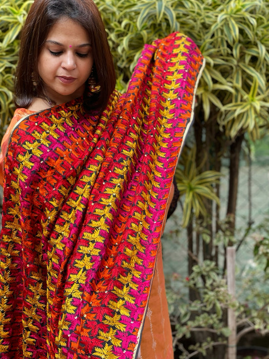 Handmade Phulkari Dupatta in Cotton