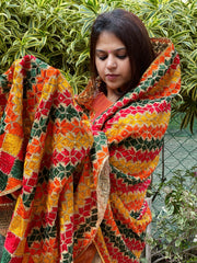 Handmade Phulkari Dupatta in Cotton