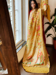 Yellow Rai Bandhej Dupatta with Meenakari Jaal design in Georgette
