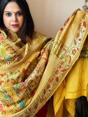 Yellow Rai Bandhej Dupatta with Meenakari Jaal design in Georgette