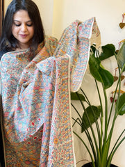 Handpainted Madhubani Dupatta in Pure Tussar Silk