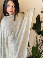 Ice Blue Heavy Thread Embroidered Dupatta in Georgette