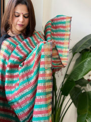 Rama, Carrot Pink Handwoven Chanderi Tissue Dupatta