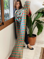 Rama, Carrot Pink Handwoven Chanderi Tissue Dupatta