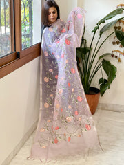 Lavender Organza Dupatta with Thread Embroidery