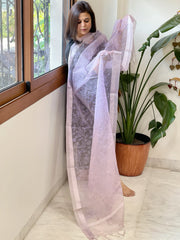 Lavender Organza Dupatta with Thread Jaal Embroidery