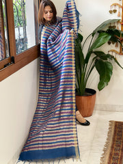 Purple, Blue Handwoven Chanderi Tissue Dupatta