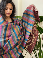 Handwoven Bhujodi Shawl in Pure Tussar and Wool