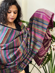 Handwoven Bhujodi Shawl in Pure Tussar and Wool