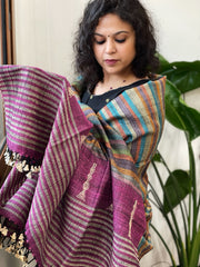 Handwoven Bhujodi Shawl in Pure Tussar and Wool