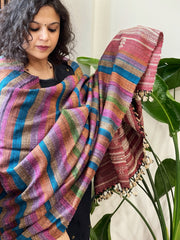 Handwoven Bhujodi Shawl in Pure Tussar and Wool