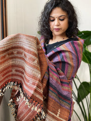 Handwoven Bhujodi Shawl in Pure Tussar and Wool