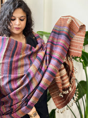 Handwoven Bhujodi Shawl in Pure Tussar and Wool