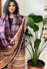 Handwoven Bhujodi Shawl in Pure Tussar and Wool
