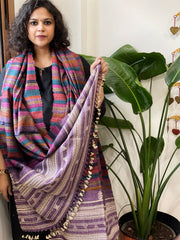 Handwoven Bhujodi Shawl in Pure Tussar and Wool