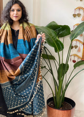 Handwoven Bhujodi Shawl in Pure Tussar and Wool