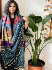 Handwoven Bhujodi Shawl in Pure Tussar and Wool