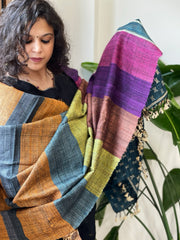 Handwoven Bhujodi Shawl in Pure Tussar and Wool