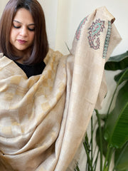 Toosh Woven Pashmina Zari Shawl with Kaani Pallu