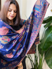 Blue Woven Kaani Jaal Pashmina Stole