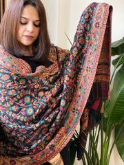 Black Woven Kaani Jaal Pashmina Stole