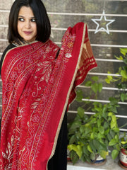 Printed Bandhej Dupatta with Leather Gotapatti Work