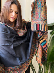 Black Woven Kaani Jaal Pashmina Stole