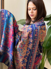 Blue Woven Kaani Jaal Pashmina Stole