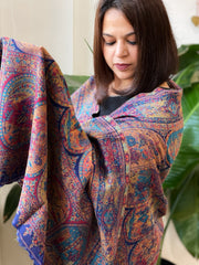 Blue Woven Kaani Jaal Pashmina Stole