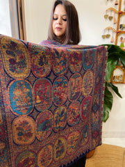 Blue Woven Kaani Jaal Pashmina Stole