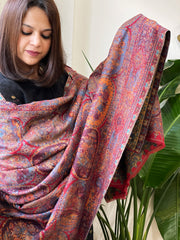 Deep Maroon Woven Kaani Jaal Pashmina Shawl