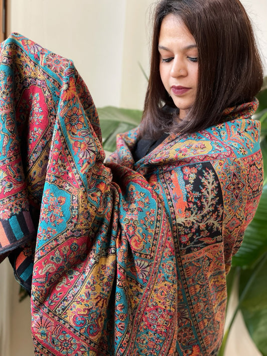 Black Woven Kaani Jaal Pashmina Shawl