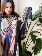 Handblock printed dupatta in Mul Cotton