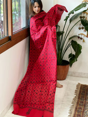 Red Handmade Kantha Dupatta in Pure Cotton