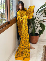 Yellow Handmade Kantha Dupatta in Pure Cotton