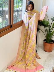 Multicolor Handwoven Banarasi Rangkhat Dupatta in Pure Georgette