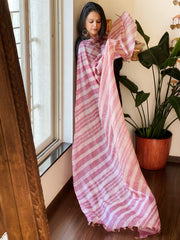 Mauve, Lite Pink Tussar Silk Leheriya Dupatta