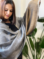 Slate Grey Pashmina Stole with Zari