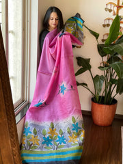 Handpainted Dupatta in Tussar Silk
